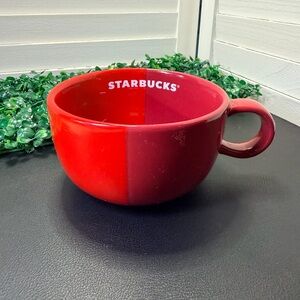 Starbucks Dual Color Bright Red /Burgundy Ceramic 16 oz Mug Bowl with Handle